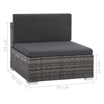 8-tlg. Garten-Lounge-Set mit Auflagen Poly Rattan Grau - Pazzar.ch