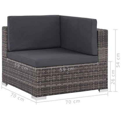 8-tlg. Garten-Lounge-Set mit Auflagen Poly Rattan Grau - Pazzar.ch