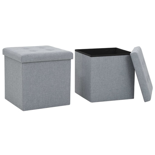 Hocker mit Stauraum 2 Stk. Hellgrau Leinenoptik - Pazzar.ch