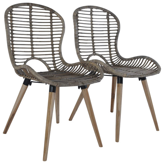 Esszimmerstühle 2 Stk. Braun Natürliches Rattan - Pazzar.ch