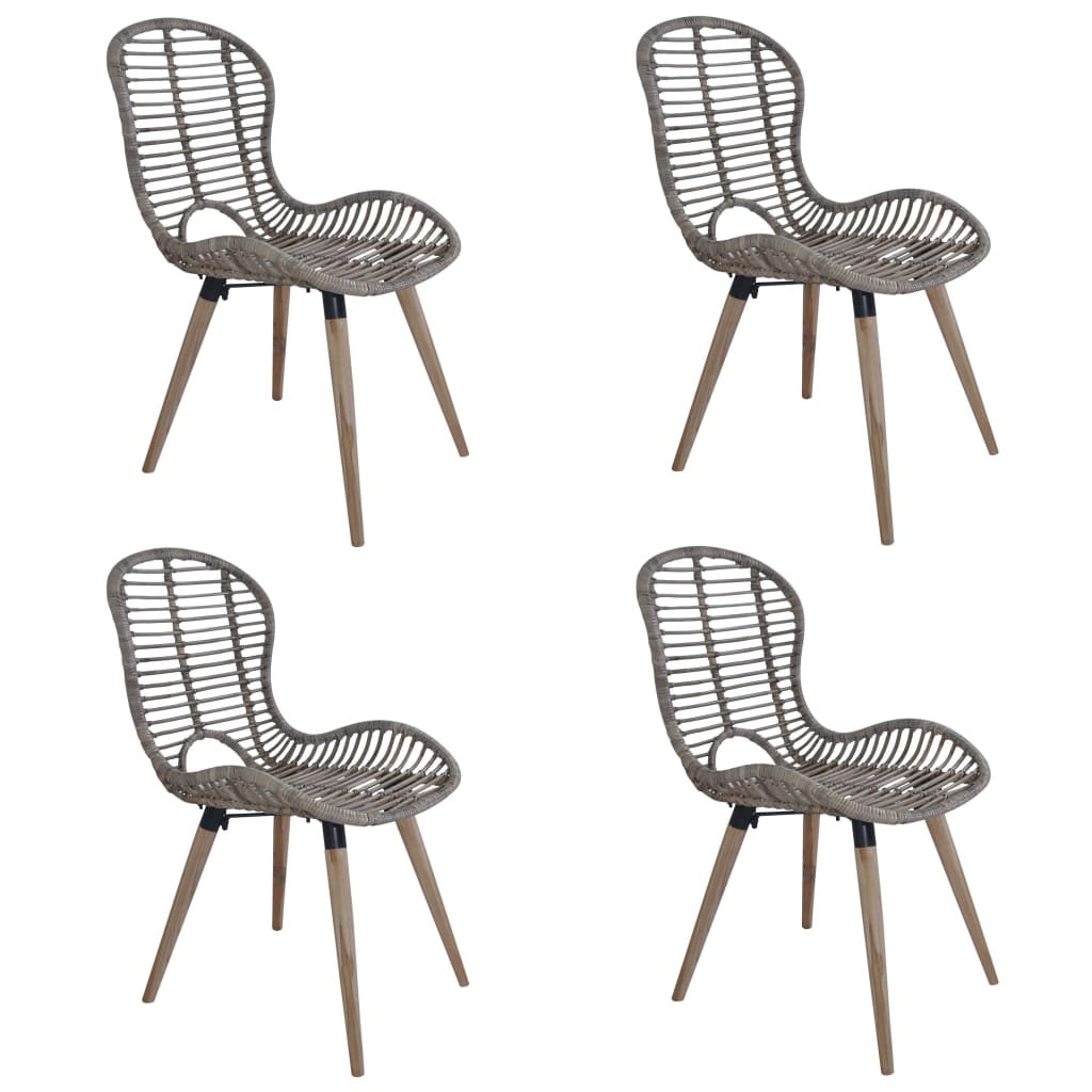 Esszimmerstühle 4 Stk. Braun Natürliches Rattan - Pazzar.ch