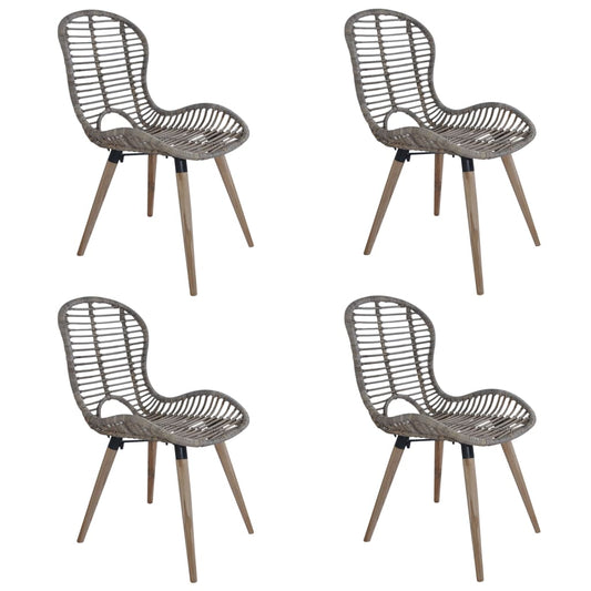 Esszimmerstühle 4 Stk. Braun Natürliches Rattan - Pazzar.ch