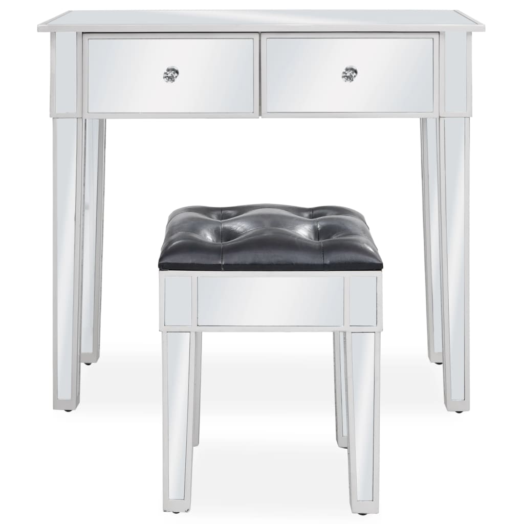 Verspiegelter Schminktisch mit Hocker MDF und Glas - Pazzar.ch