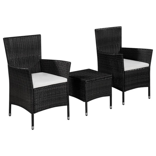 3-tlg. Bistro-Set Poly Rattan Schwarz - Pazzar.ch