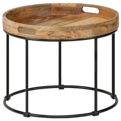 Couchtisch Mangoholz Massiv und Stahl 50 x 40 cm - Pazzar.ch