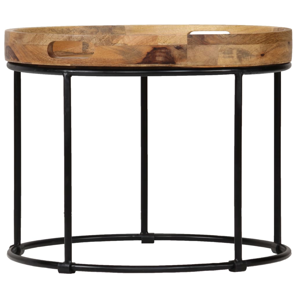 Couchtisch Mangoholz Massiv und Stahl 50 x 40 cm - Pazzar.ch