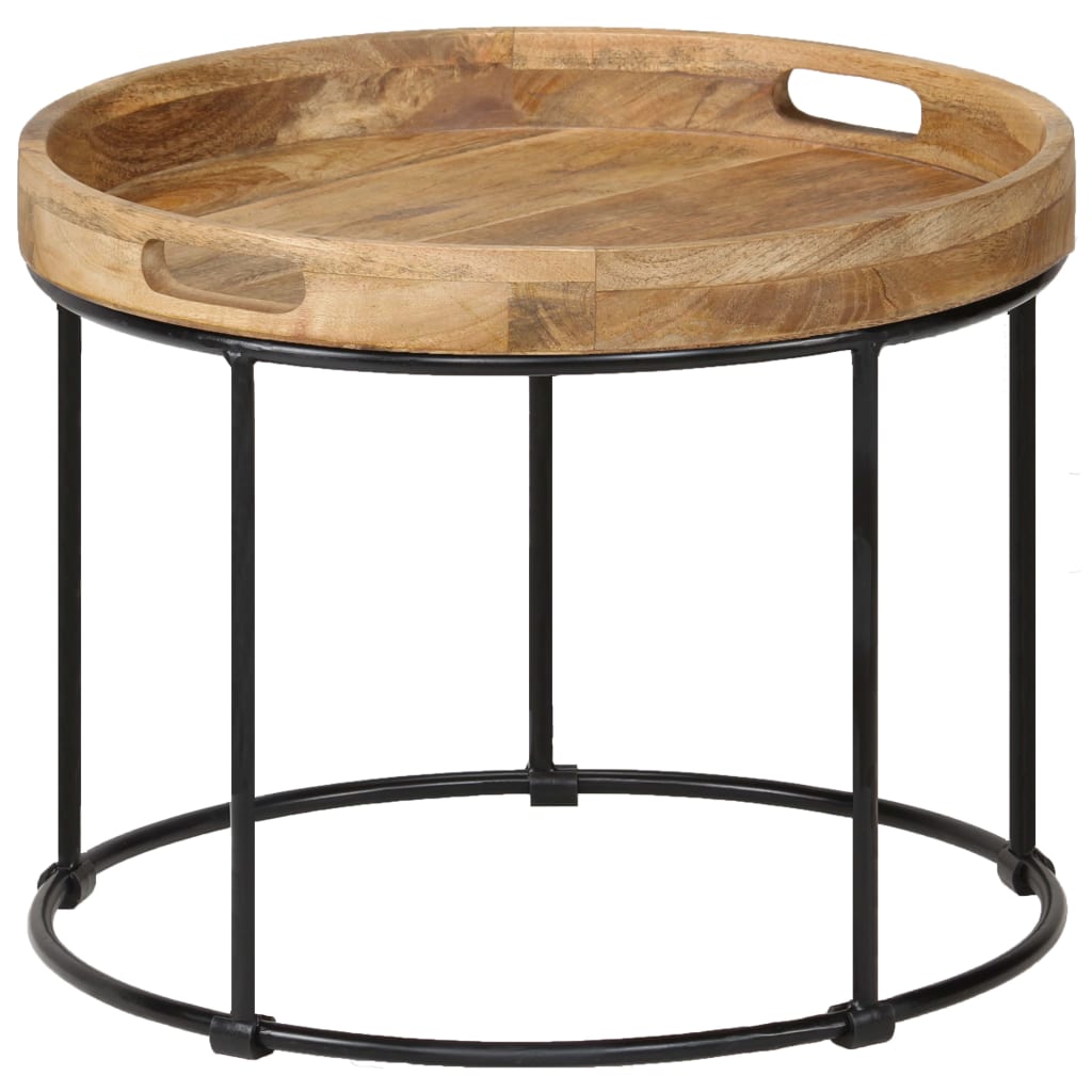 Couchtisch Mangoholz Massiv und Stahl 50 x 40 cm - Pazzar.ch
