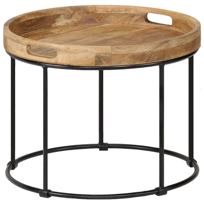 Couchtisch Mangoholz Massiv und Stahl 50 x 40 cm - Pazzar.ch