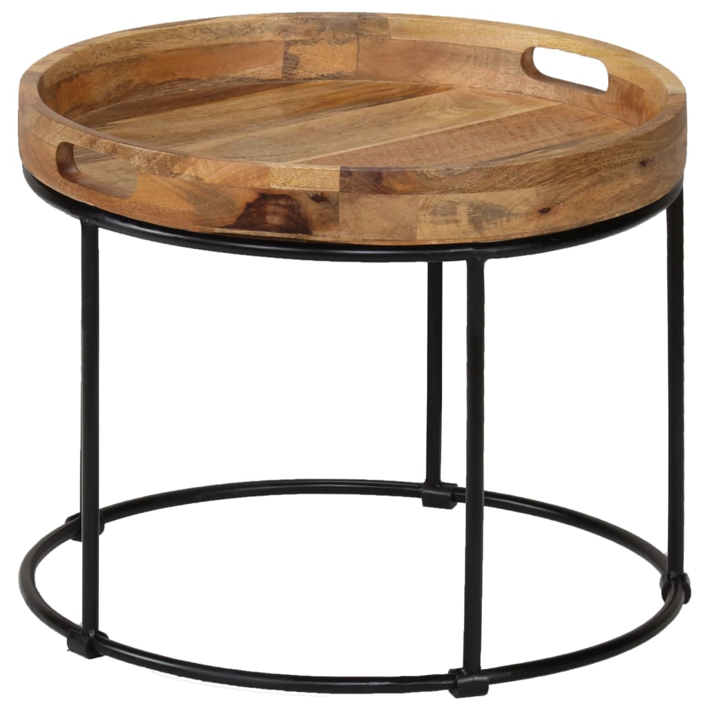 Couchtisch Mangoholz Massiv und Stahl 50 x 40 cm - Pazzar.ch