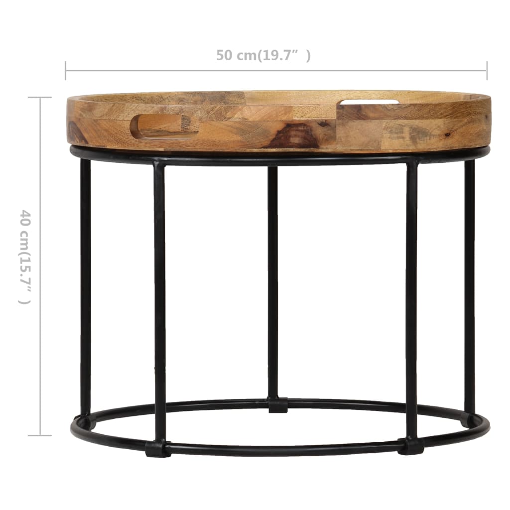 Couchtisch Mangoholz Massiv und Stahl 50 x 40 cm - Pazzar.ch
