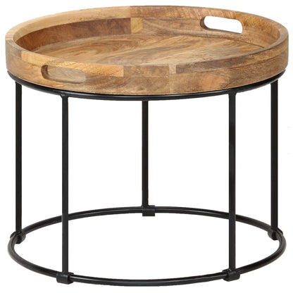 Couchtisch Mangoholz Massiv und Stahl 50 x 40 cm - Pazzar.ch