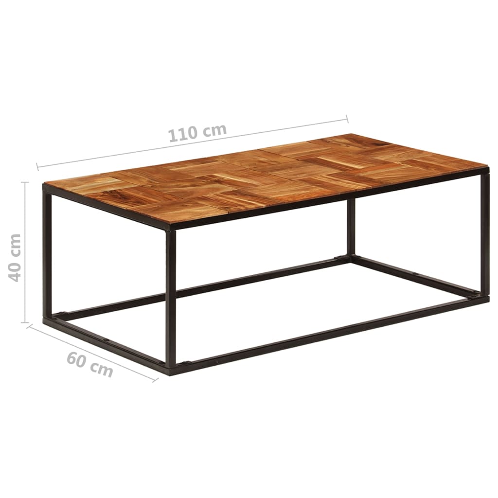 Couchtisch 110 x 60 x 40 cm Massivholz Akazie und Stahl - Pazzar.ch