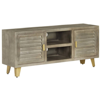 TV-Schrank Grau mit Messing 110 x 30 x 48 cm Mangoholz Massiv - Pazzar.ch