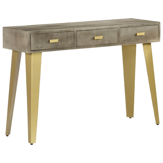 Konsolentisch Grau mit Messing 110 x 35 x 76 cm Mangoholz Massiv - Pazzar.ch