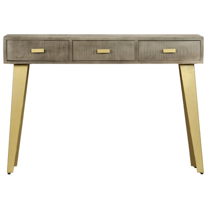 Konsolentisch Grau mit Messing 110 x 35 x 76 cm Mangoholz Massiv - Pazzar.ch
