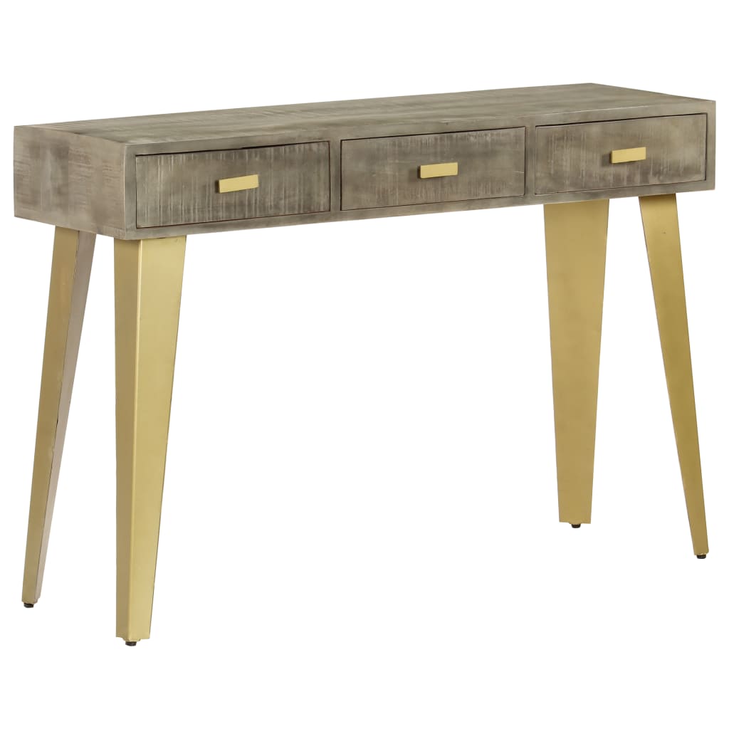 Konsolentisch Grau mit Messing 110 x 35 x 76 cm Mangoholz Massiv - Pazzar.ch