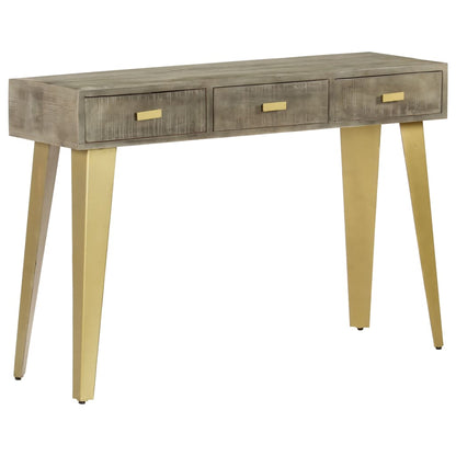 Konsolentisch Grau mit Messing 110 x 35 x 76 cm Mangoholz Massiv - Pazzar.ch