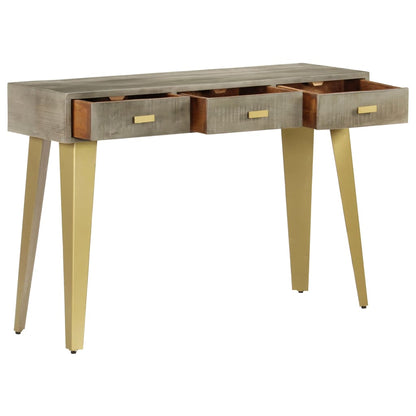 Konsolentisch Grau mit Messing 110 x 35 x 76 cm Mangoholz Massiv - Pazzar.ch