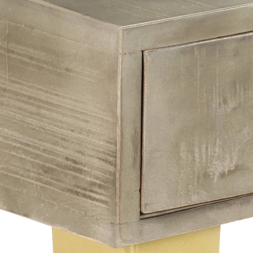Konsolentisch Grau mit Messing 110 x 35 x 76 cm Mangoholz Massiv - Pazzar.ch