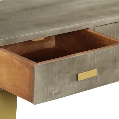 Konsolentisch Grau mit Messing 110 x 35 x 76 cm Mangoholz Massiv - Pazzar.ch
