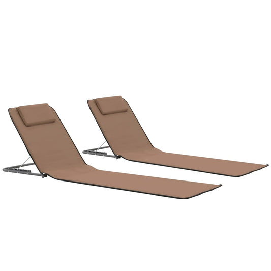 Klappbare Strandmatte 2 Stk. Stahl und Stoff Braun - Pazzar.ch