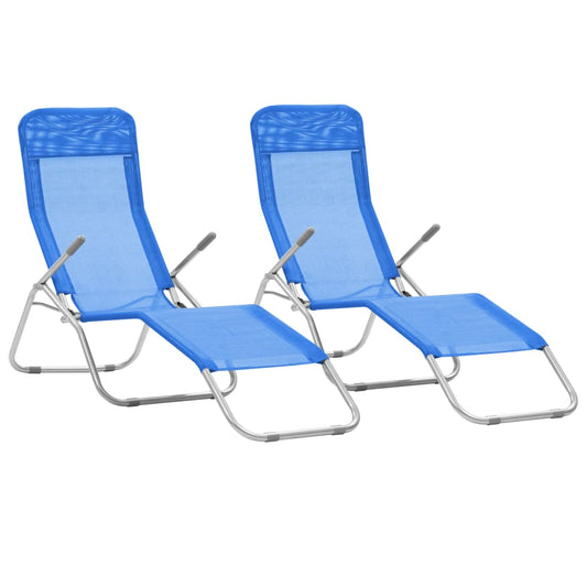 Klappliegen 2 Stk. Textilene Blau - Pazzar.ch