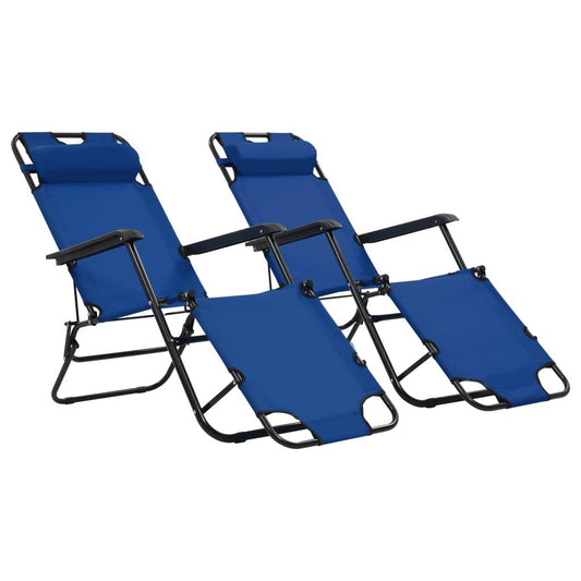 Klappbare Sonnenliegen 2 Stk. mit Fußablage Blau - Pazzar.ch