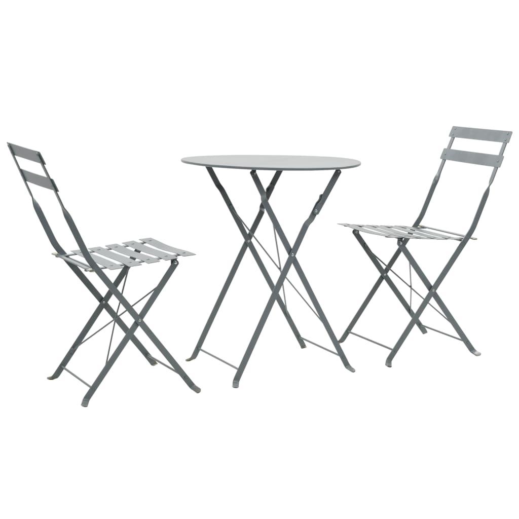 3-tlg. Bistro-Set Stahl Grau - Pazzar.ch