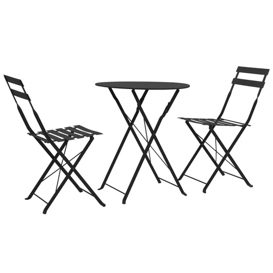3-tlg. Bistro-Set Stahl Schwarz - Pazzar.ch