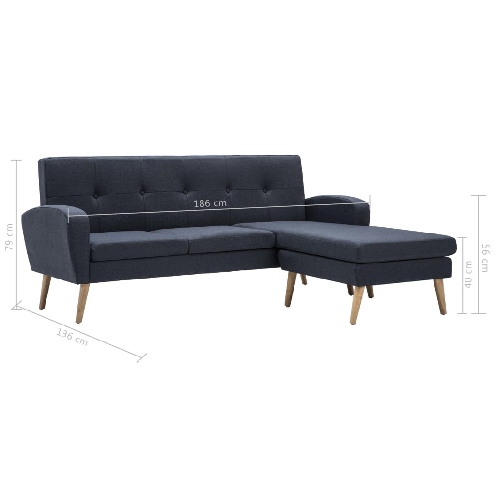 Sofa in L-Form Stoffbezug 186 x 136 x 79 cm Dunkelgrau - Pazzar.ch
