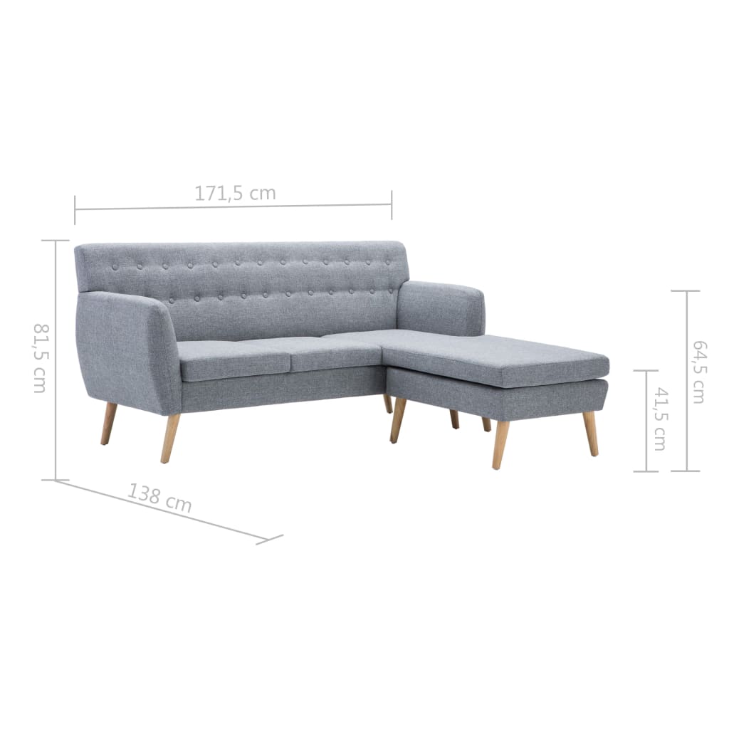 Sofa L-Form Stoff 171,5x138x81,5 cm Hellgrau