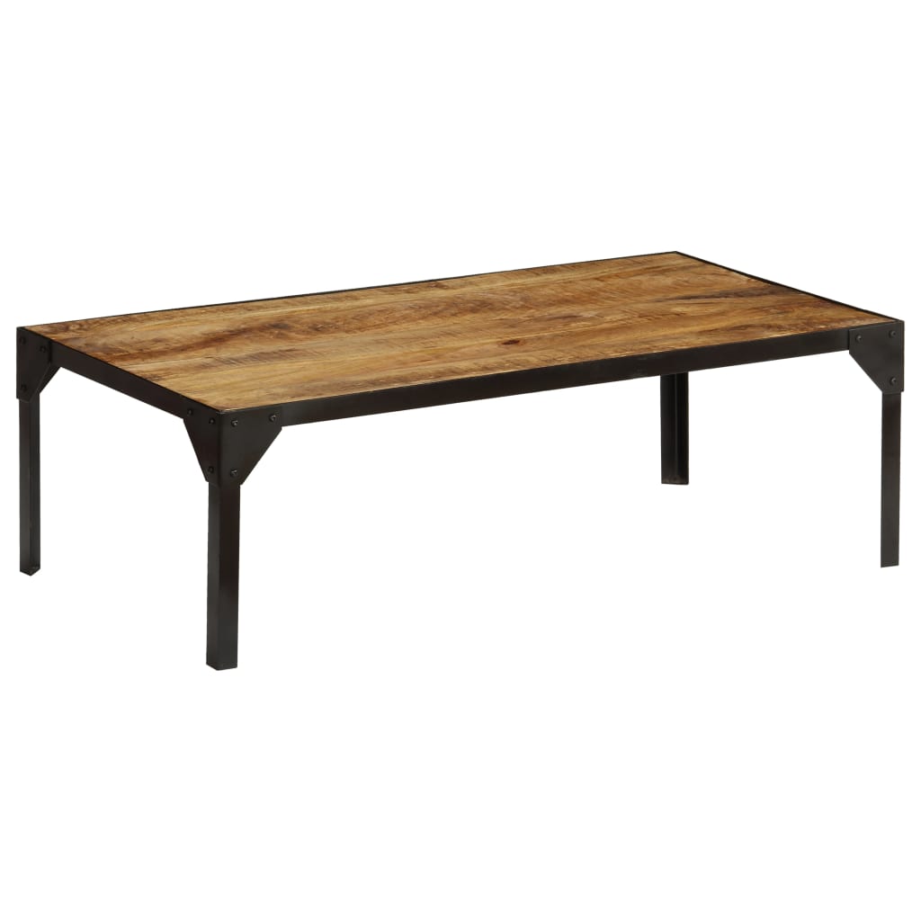 Couchtisch Raues Mango-Massivholz und Stahl 110 cm - Pazzar.ch