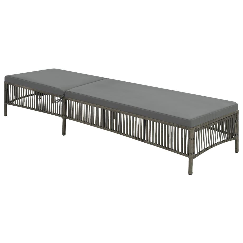 Sonnenliege mit Auflage Poly Rattan Grau - Pazzar.ch