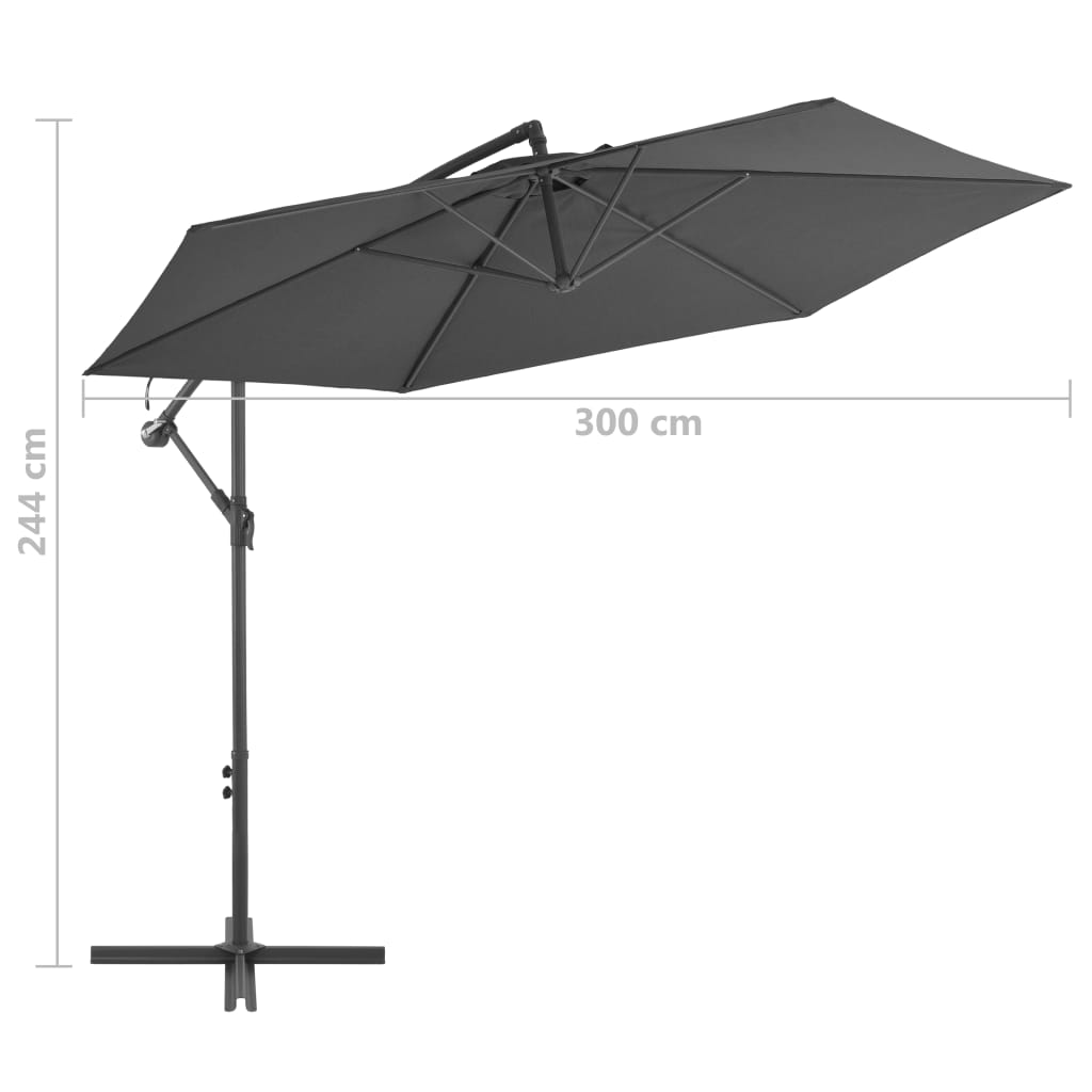 Ampelschirm mit Alu-Mast 300 cm Anthrazit - Pazzar.ch