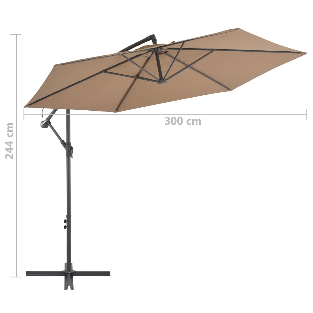 Ampelschirm mit Alu-Mast 300 cm Taupe - Pazzar.ch