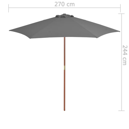 Sonnenschirm mit Holz-Mast 270 cm Anthrazit - Pazzar.ch