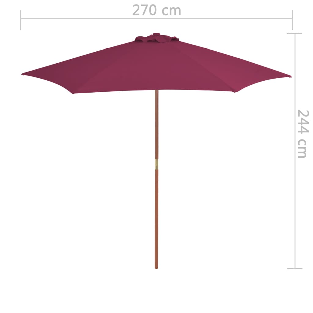 Sonnenschirm mit Holz-Mast 270 cm Bordeauxrot
