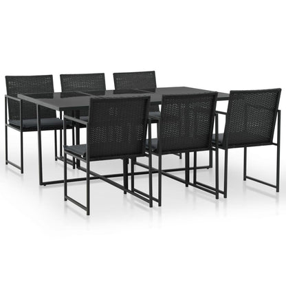 7-tlg. Garten-Essgruppe mit Auflagen Poly Rattan Schwarz - Pazzar.ch