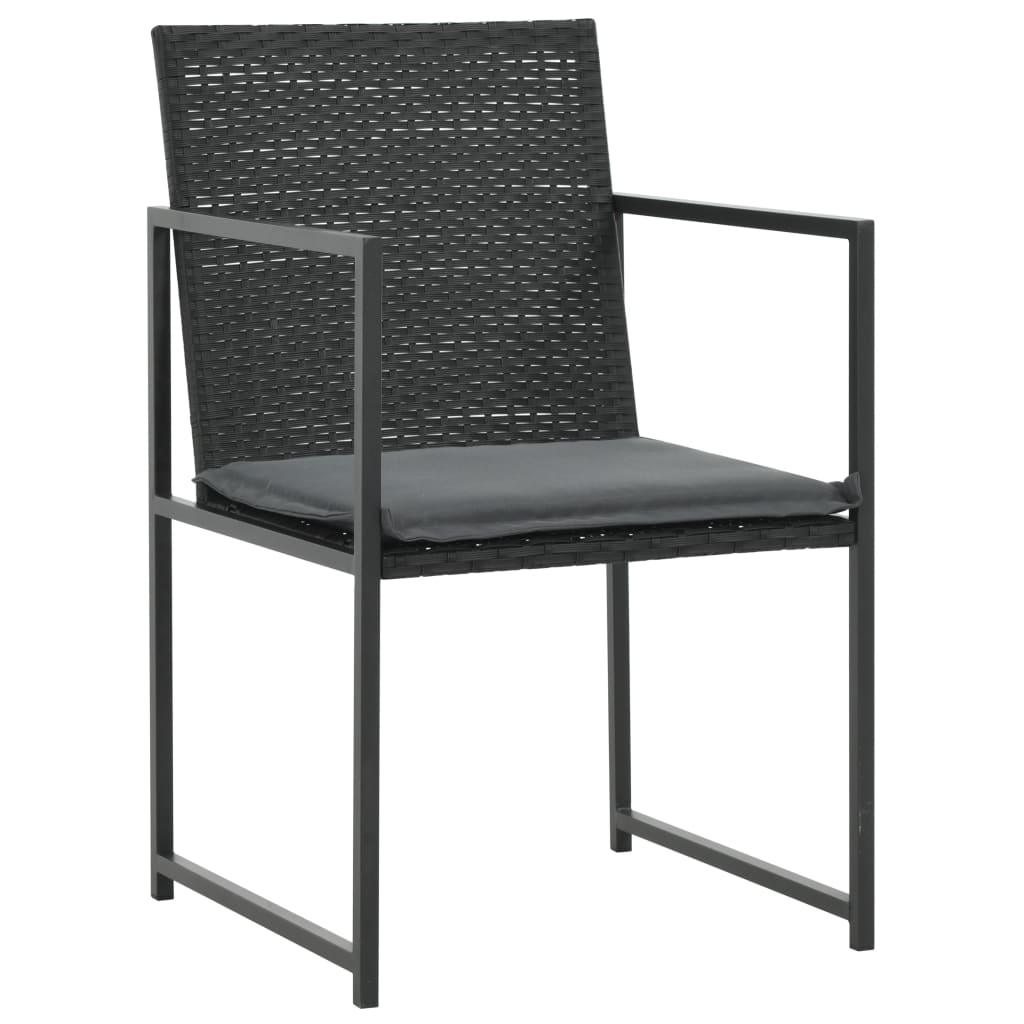 7-tlg. Garten-Essgruppe mit Auflagen Poly Rattan Schwarz - Pazzar.ch