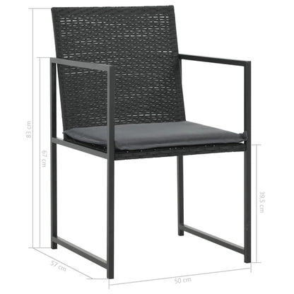 7-tlg. Garten-Essgruppe mit Auflagen Poly Rattan Schwarz - Pazzar.ch