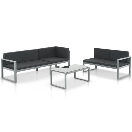 Garten-Sofagarnitur 3-tlg. mit Kissen Aluminium Schwarz - Pazzar.ch