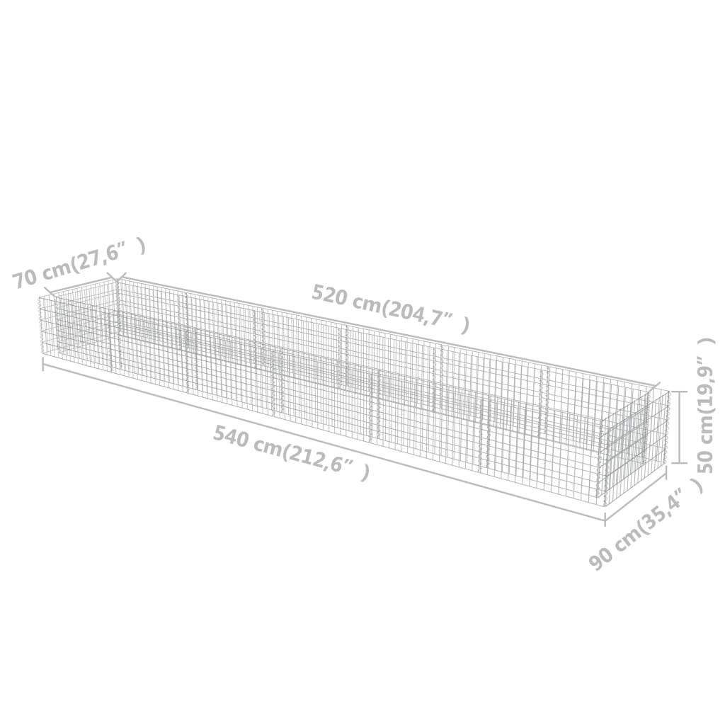 Gabionen-Hochbeet Verzinkter Stahl 540×90×50 cm - Pazzar.ch