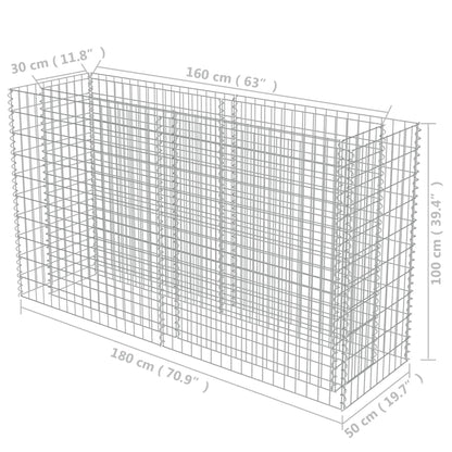 Gabionen-Hochbeet Verzinkter Stahl 180×50×100 cm - Pazzar.ch