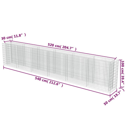Gabionen-Hochbeet Verzinkter Stahl 540×50×100 cm - Pazzar.ch