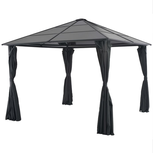 Gartenpavillon mit Vorhang Aluminium 3×3 m Schwarz - Pazzar.ch