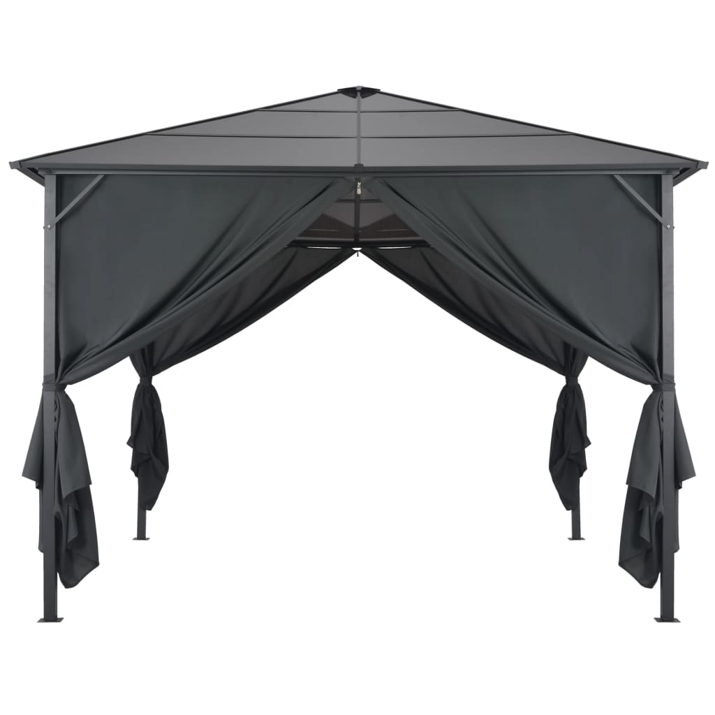 Gartenpavillon mit Vorhang Aluminium 3×3 m Schwarz