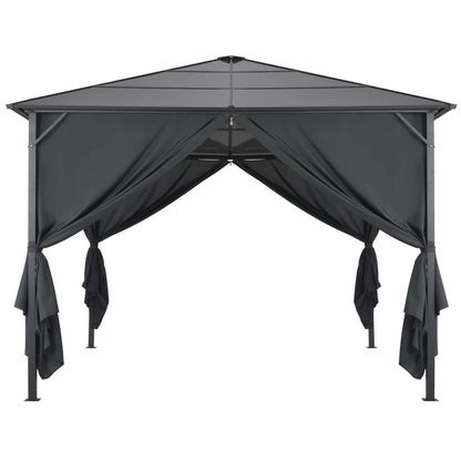 Gartenpavillon mit Vorhang Aluminium 3×3 m Schwarz - Pazzar.ch