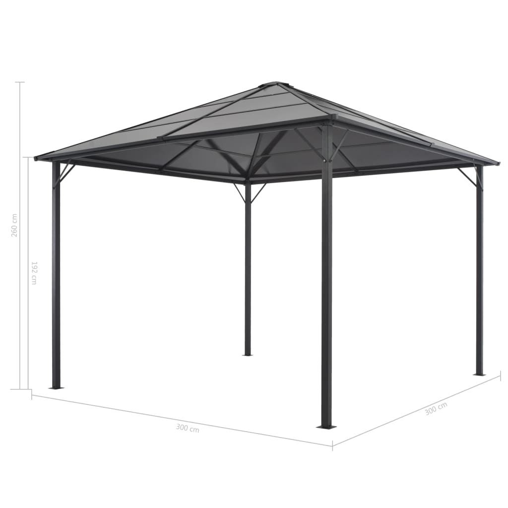 Gartenpavillon mit Dach Aluminium 3×3 m  Schwarz - Pazzar.ch