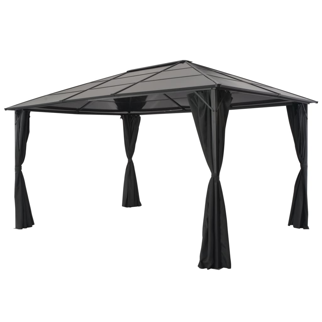 Gartenpavillon mit Vorhang Aluminium 4×3×2,6 m  Schwarz - Pazzar.ch