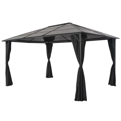 Gartenpavillon mit Vorhang Aluminium 4×3×2,6 m  Schwarz - Pazzar.ch